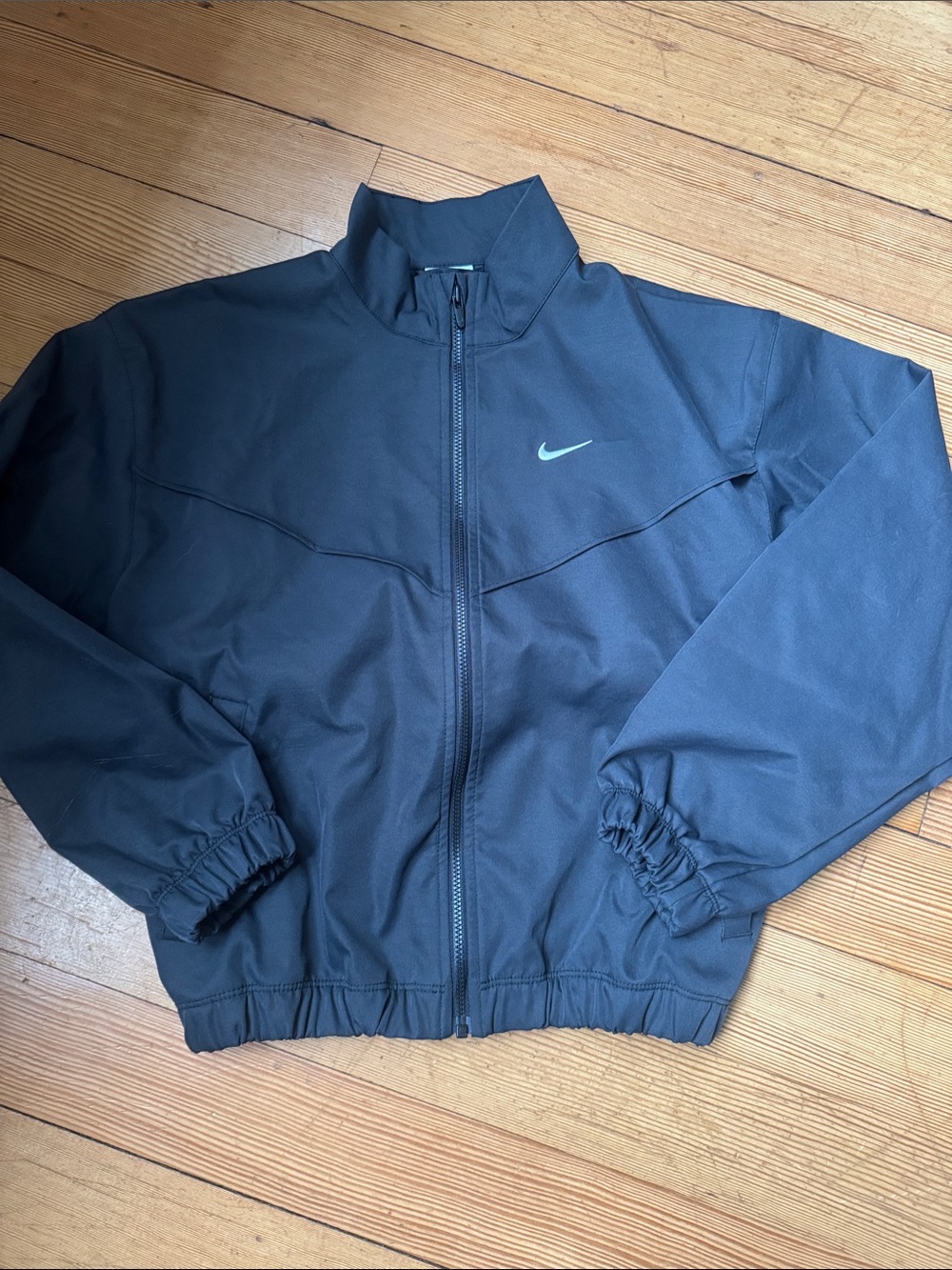 Nike Black Jacket with white Swoosh Kids L